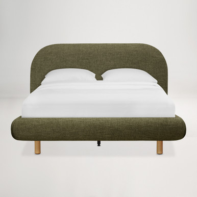 Arlo Double Floating Bed with Curved Headboard - Cleo Green