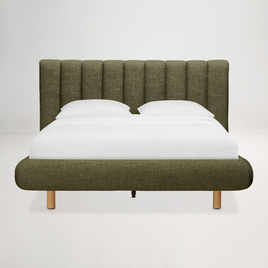 Arlo Double Floating Bed with Tufted Headboard - Cleo Green