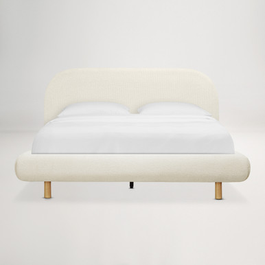 Arlo Queen Floating Bed with Curved Headboard - Ivory