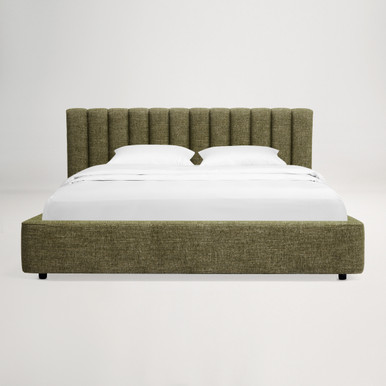 Arlo King Storage Bed with Tufted Headboard - Cleo Green