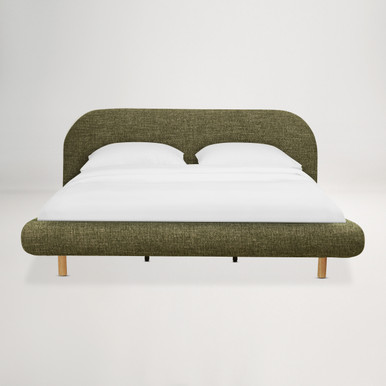 Arlo King Floating Bed with Curved Headboard - Cleo Green