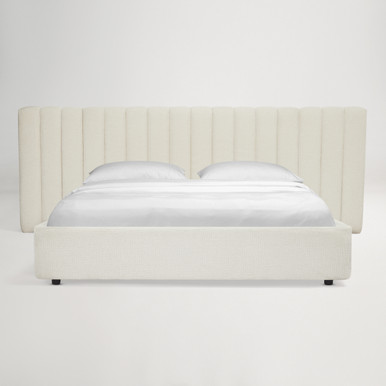 Arlo Queen Storage Bed with Tufted Wide Headboard - Ivory
