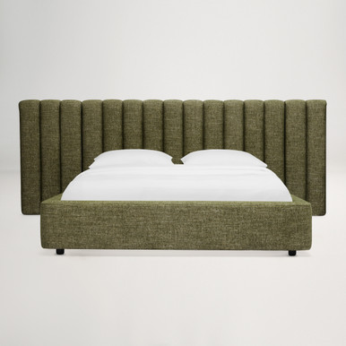 Arlo Double Storage Bed with Tufted Wide Headboard - Green