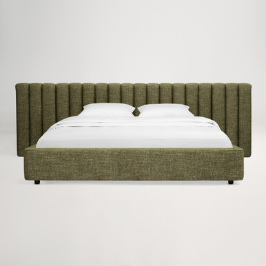 Arlo King Storage Bed with Tufted Wide Headboard - Cleo Green