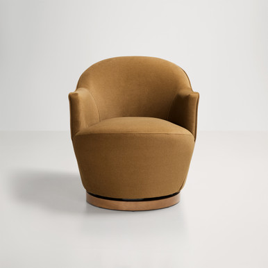Chloe Swivel Chair - Mohair Walnut