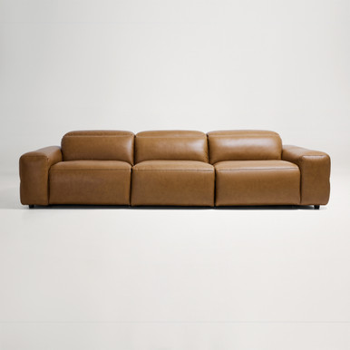 Hunter Leather 4 Seat Recliner Sofa - Grange Saddle