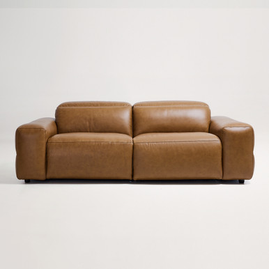 Hunter Leather 3 Seat Recliner Sofa - Grange Saddle