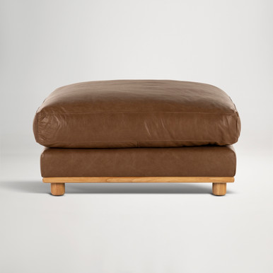 Nevada Leather Ottoman - Phoenix Brown