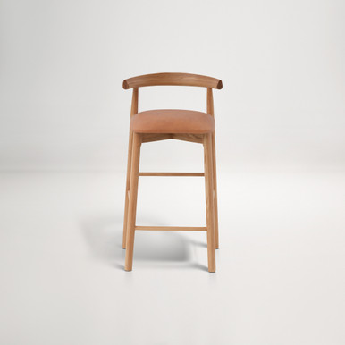 Ollie Leather Bar Stool - Oak/Tan Leather