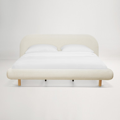 Arlo King Floating Bed with Curved Headboard - Ivory