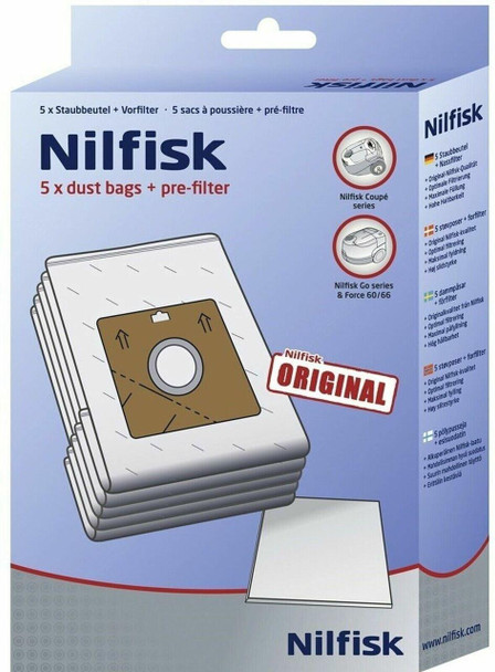 Nilfisk NILFISK DISPOSABLE 5 BAGS FOR 78602600 COUPE GO FORCE COMPACT GENUINE HEIDELBERG