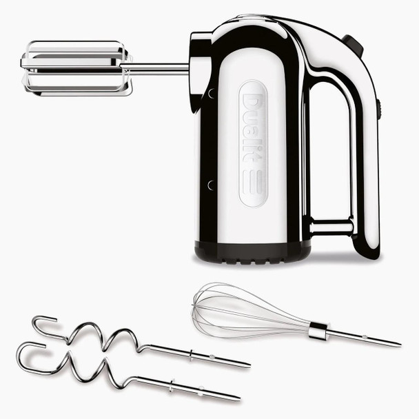  Dualit 400W Hand Mixer - Chrome Finish with 4-Speed Control & Attachments 