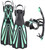 Sea Elite M2 Starter Dual Lens Mask, Fins, and Snorkel Package
