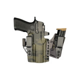 Dara Concealment System, DARA brand, camouflage AIWB holster with detachable sidecar mag carrier and gun.   FN 509 LS Edge
