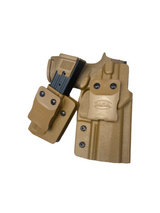 DARA CONCEALED CARRY PACKAGE, tan IWB holster and mag carrier, with single mag pouch attached.