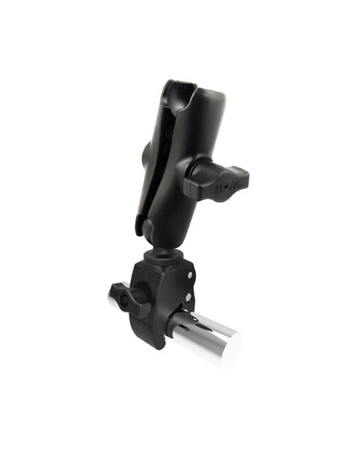 RAM MOUNTS Tough-Claw black adjustable clamp mount for tablets, smartphones, and cameras on various rails.