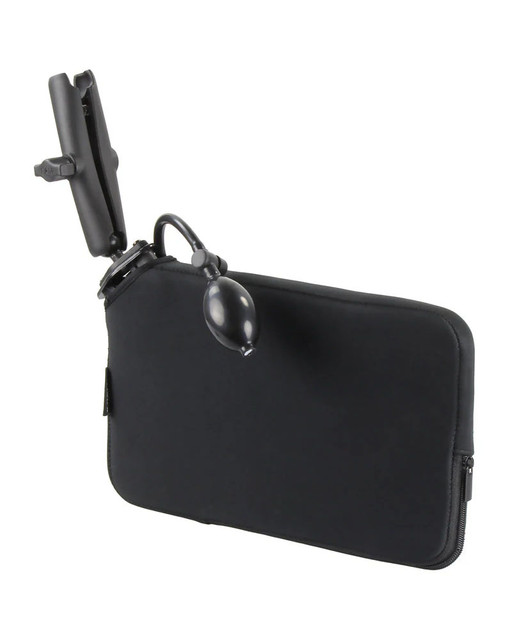 RAM MOUNTS Tough-Wedge System with black pouch and adjustable arm attached.