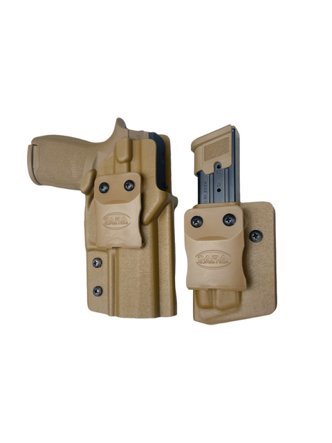 DARA CONCEALED CARRY PACKAGE, tan IWB holster and mag carrier, for secure pistol and magazine carry.