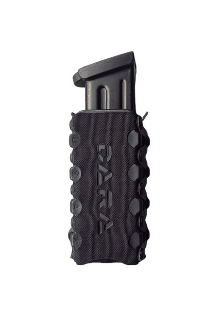 DARA AUTO RETENTION MAG CARRIER, black, OWB universal mag pouch for battle belt or competition use.