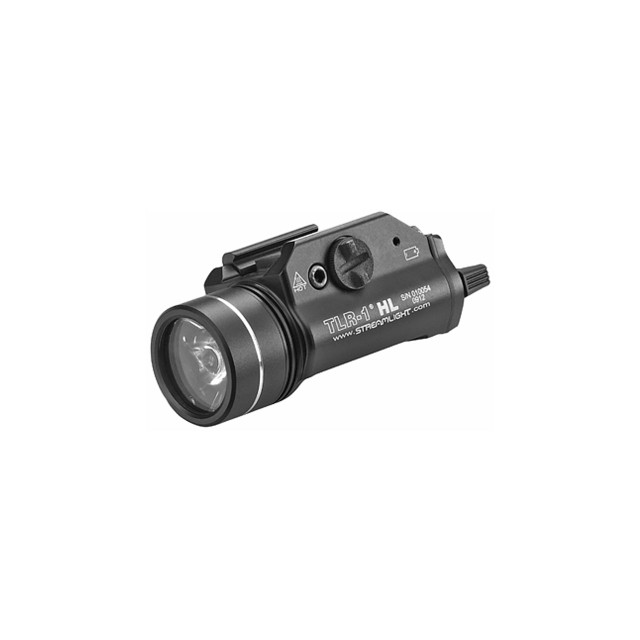 Streamlight TLR-1 HL tactical light, black, 1000 lumens, C4 LED, rail mounted, Streanlight branding visible.