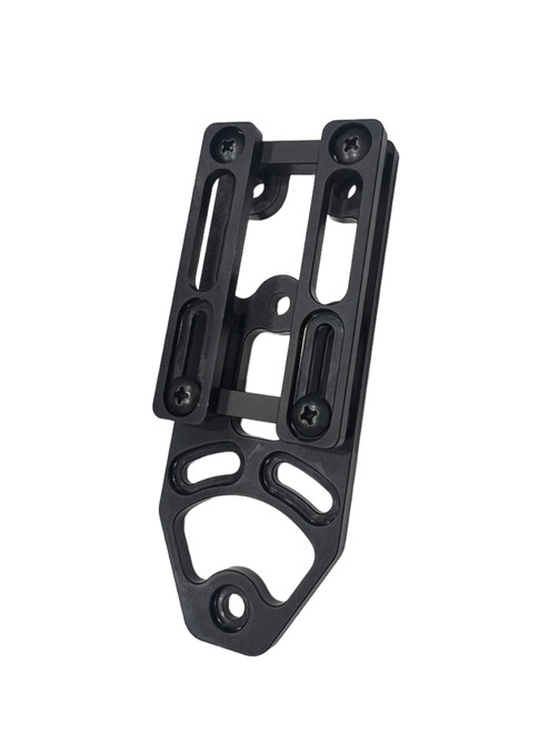 DARA DBL2 Holster Attachment, black, featuring MOLLE compatibility and multiple mounting points for secure attachment.
