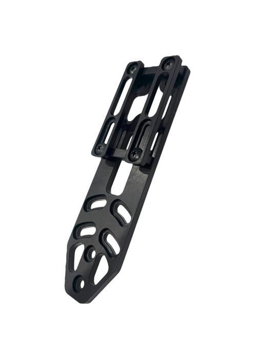 DARA DBL2-L Holster Attachment, black, machined, 6061 T6 aluminum, adjustable for various belt sizes.