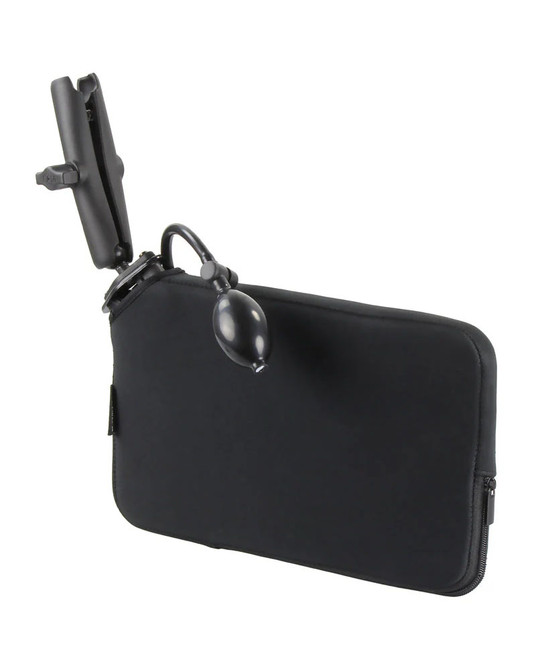 RAM MOUNTS Tough-Wedge System with black pouch and adjustable arm attached.