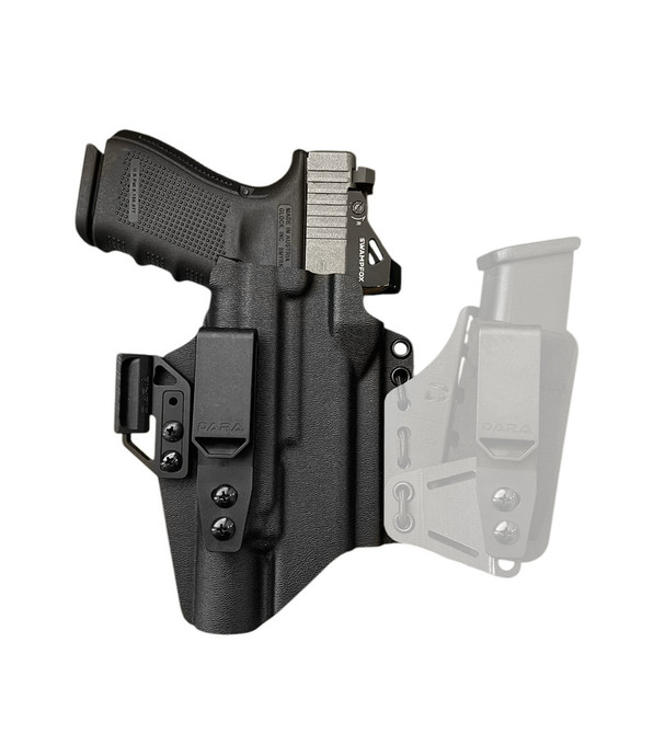 DARA DCS Light-Bearing Concealment System holster with detachable mag carrier in black for concealed carry.