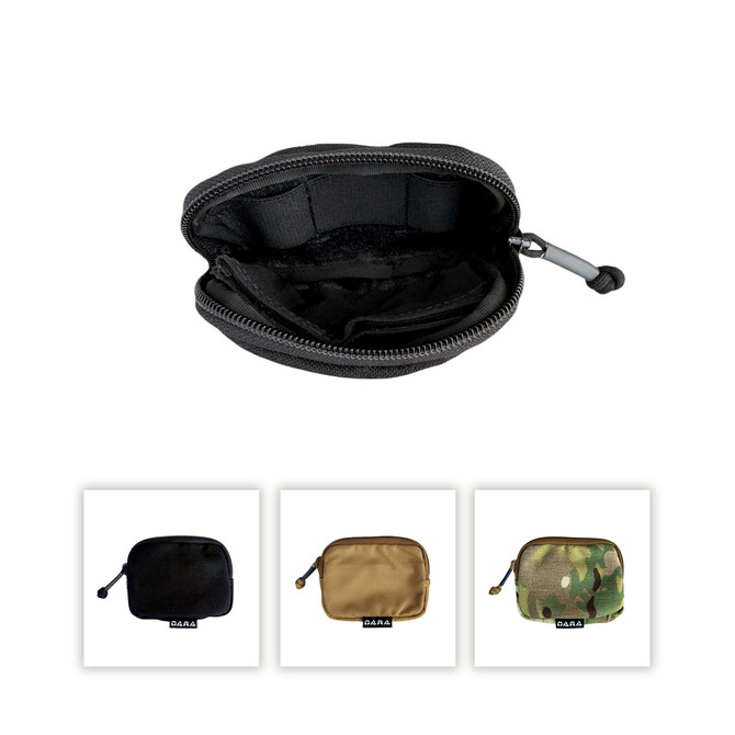 Dara Utility Pouch, tactical organizer in Cordura, with Velcro closure, shown in various colors.