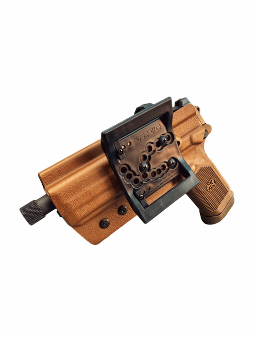 OWB Holster in Coyote Brown with Double Loop belt attachment.