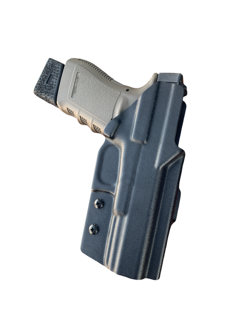 DARA OWB Paddle Holster in kydex, outside the waistband carry with paddle attachment, gray color.
