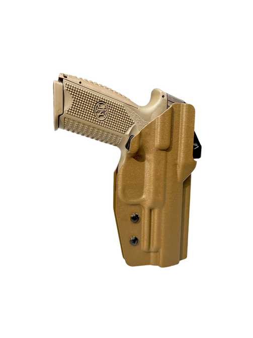 DARA OWB Paddle Holster, tan kydex paddle holster with paddle attachment for outside waistband carry.