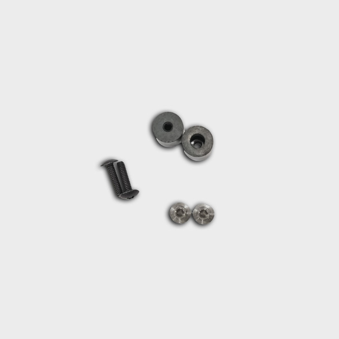 ATTACHMENT Retention Hardware set with 2 posts, 2 grommets, and 2 screws in metallic finish.