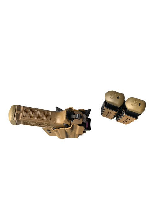 DARA LIGHT BEARING RANGE PACKAGE: OWB holster and mag carrier for semi-automatic handguns, tan.
