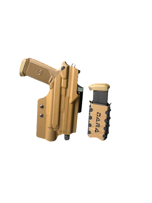 DARA LIGHT BEARING RANGE PACKAGE with OWB holster and mag carrier for semi-automatic handguns.