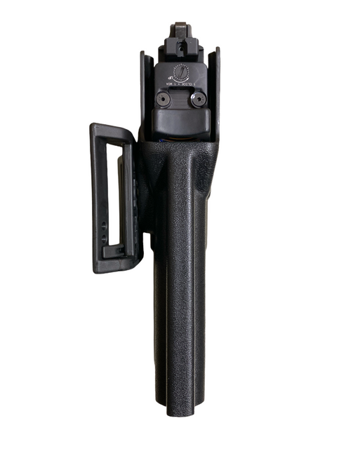 DARA Light bearing OWB Holster, black, compatible with TLR-1, TLR-6, Surefire, Olight, laser, and light.