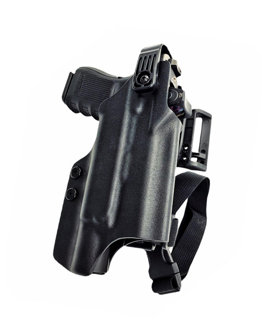 DARA Level 2 Duty Holster, black kydex level II retention holster for semi-automatic handguns.