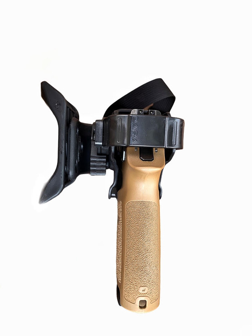 Level 2 Retention Duty Holster Light Compatible, for tactical competitive shooting.