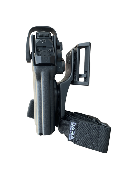 DARA Level 2 Duty Holster, black, level II retention holster for semi-automatic handguns, durable construction.