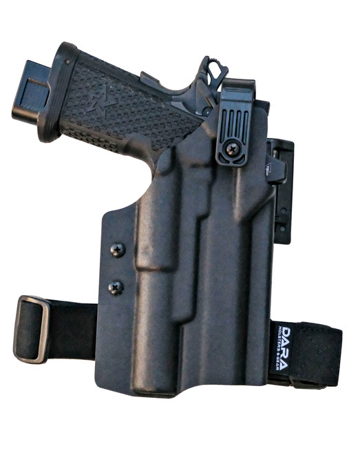 Dara Level 2 Duty Holster, level II retention holster, for semi-automatic handguns with light attachment.