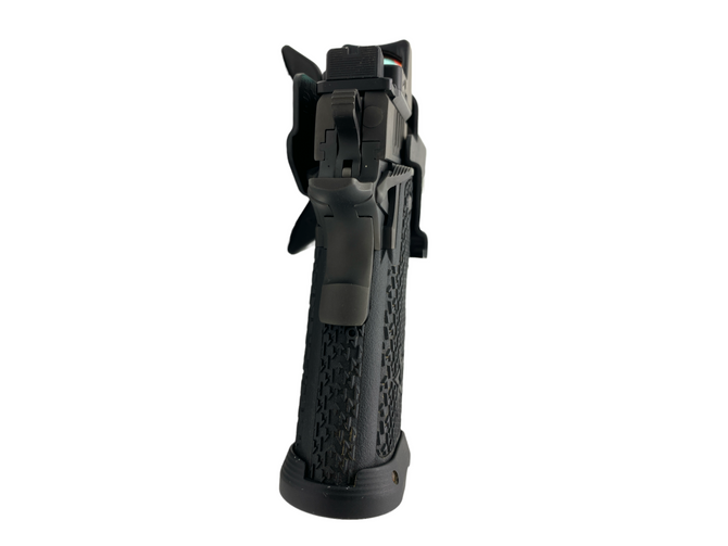 DARA Action Sport Holster, black, for fast draw, USPSA, IPSC, and IDPA competition use.