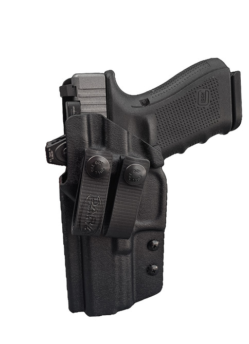 DARA IWB Holster, black kydex inside the waistband holster for semi-automatic handguns, optics ready design.