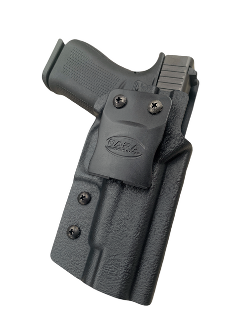 DARA IWB holster, black kydex inside the waistband holster for semi-automatic pistol, optics ready design.