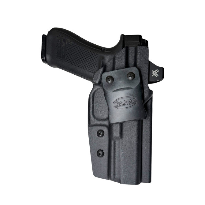 DARA IWB Holster, black kydex inside the waistband holster for concealed carry, optics ready.