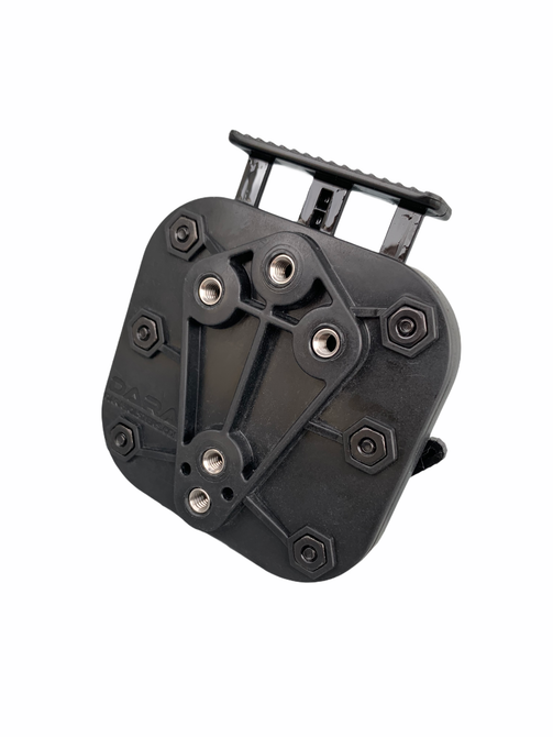 DARA ALQD Receiver, black, robust body with auto locking quick disconnect feature and mounting system.