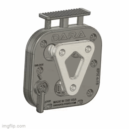 DARA ALQD Receiver, robust metal device with auto locking feature and key slot mounting system.