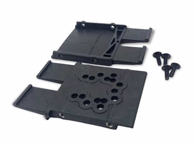 Black ATTACHMENT DM1 Molle Adapter, 2-piece, polymer, with stainless fastening and mounting holes.
