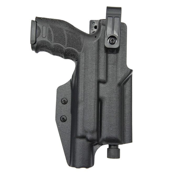 In stock Level 2 Retention Duty Holster for HK VP9 w/ X300U-B light and DBL2-L attachment. In stock Level 2 Retention Duty Holster for HK VP9 w/ X300U-B light and DBL2-L attachment.