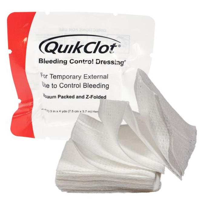 Quikclot Bleeding Control Z-Fold Dressing - 3 IN. X 4 YD