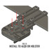 DARA DBL2 ALQD Receiver, gray, metal, holster attachment, DBL2 main body, riser bars and screws.